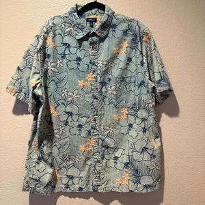 Croft & Barrow Green and Orange Casual Button Down Shirt XL